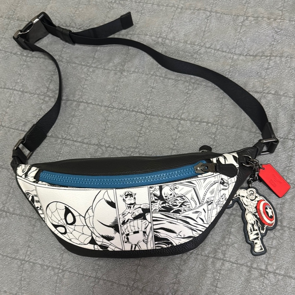 Coach Marvel Comic Bumbag with captain marvel accessory